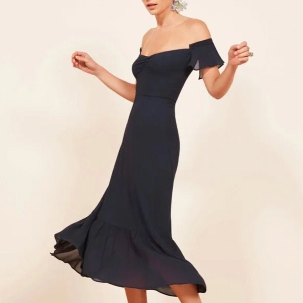 Reformation Butterfly Dress Navy Size 2
